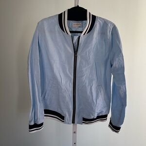 Merona Light Blue Varsity Jacket with Black White Trim